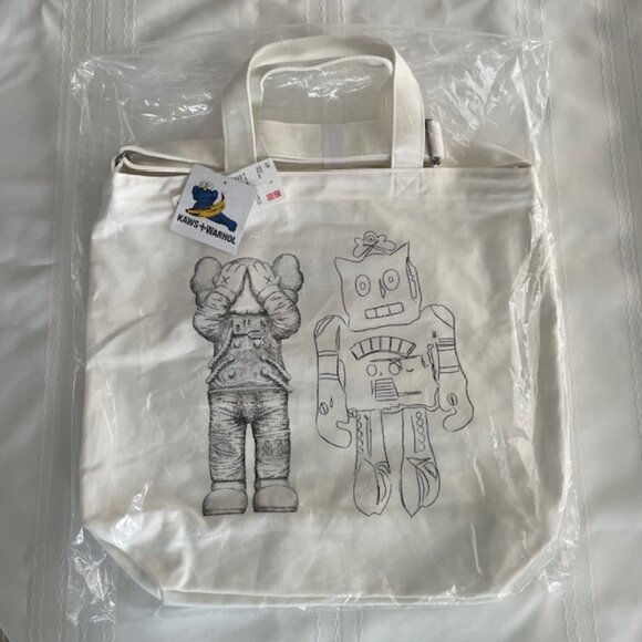 Uniqlo Kaws Andy Warhol 2-Way Cotton Tote Bag - NWT - Picture 2 of 5